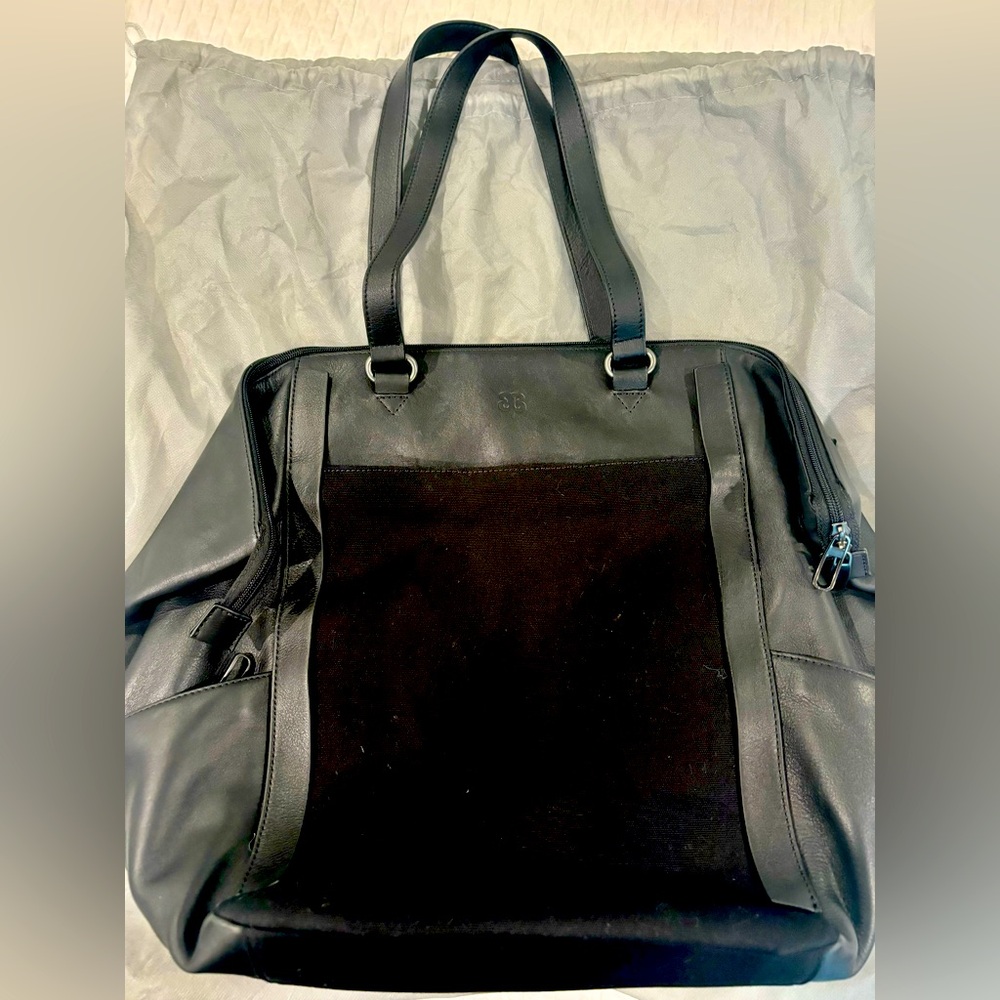 Betabrand Leather & Canvas Convertible Travel Bag